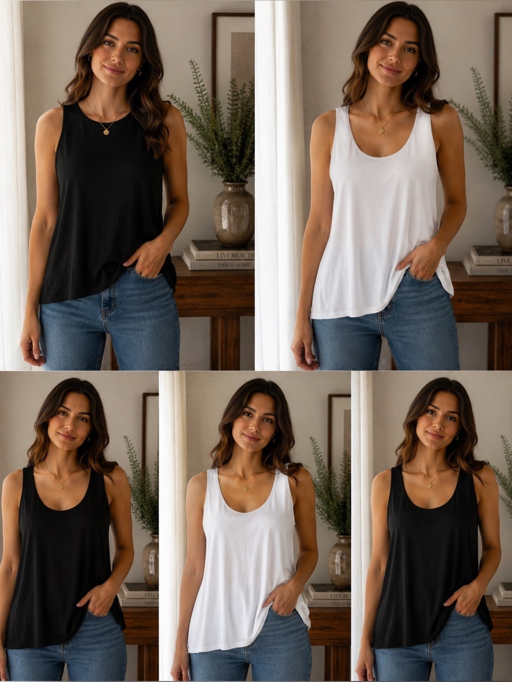 No Boundaries Black & White Tank Top Set